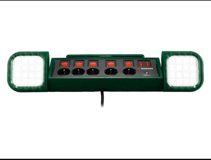 🔌🔦 Φωτισμός εργασίας PARKSIDE® LED »PASD 3680 A1«, με πολύπριζο 5 μπριζες με διακόπτη ON/OFF