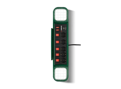 🔌🔦 Φωτισμός εργασίας PARKSIDE® LED »PASD 3680 A1«, με πολύπριζο 5 μπριζες με διακόπτη ON/OFF