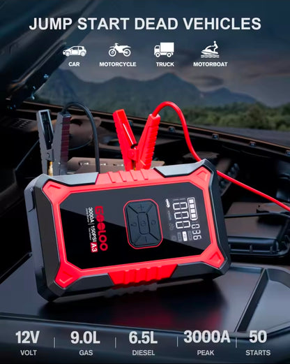 Εκκινητής Μπαταρίας 3000A & Αεροσυμπιεστής 150 PSI GOOLOO A3