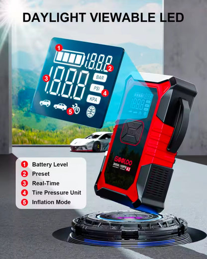 Εκκινητής Μπαταρίας 3000A & Αεροσυμπιεστής 150 PSI GOOLOO A3