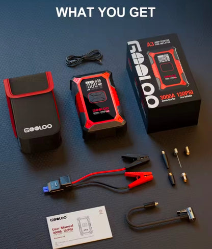 Εκκινητής Μπαταρίας 3000A & Αεροσυμπιεστής 150 PSI GOOLOO A3