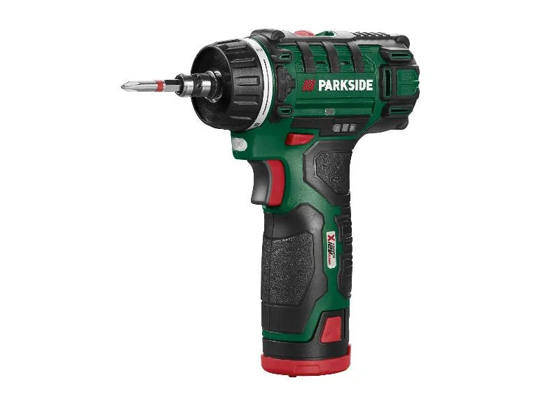 Σετ δραπανοκατσάβιδου Μπαταρίας PARKSIDE 12V »PBSA 12 E4«, με μπαταρία και φορτιστή