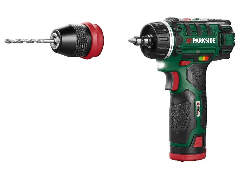 Σετ δραπανοκατσάβιδου Μπαταρίας PARKSIDE 12V »PBSA 12 E4«, με μπαταρία και φορτιστή