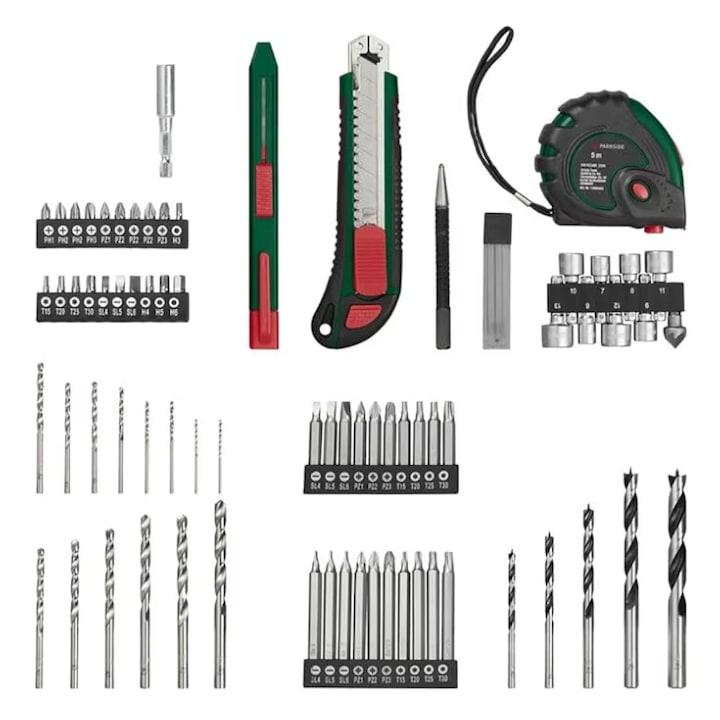 Σετ Δραπανοκατσάβιδο PARKSIDE 12V PBSA 12 E4 με 2 μπαταρίες, 1 φορτιστή και μεγάλη γκάμα εξαρτημάτων