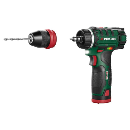 Σετ Δραπανοκατσάβιδο PARKSIDE 12V PBSA 12 E4 με 2 μπαταρίες, 1 φορτιστή και μεγάλη γκάμα εξαρτημάτων