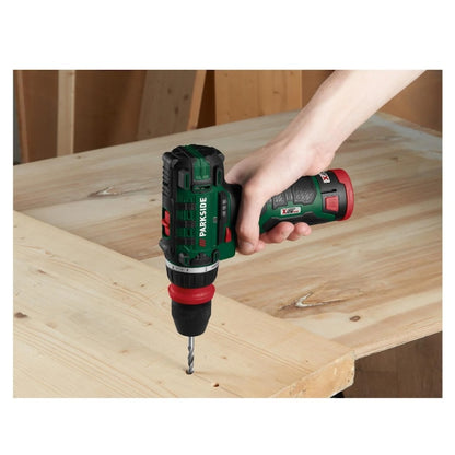 Σετ Δραπανοκατσάβιδο PARKSIDE 12V PBSA 12 E4 με 2 μπαταρίες, 1 φορτιστή και μεγάλη γκάμα εξαρτημάτων